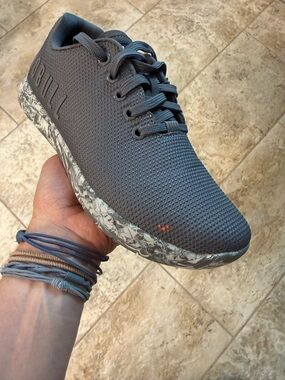 NOBULL Gray Knit Athletic Shoe with Marbled Sole